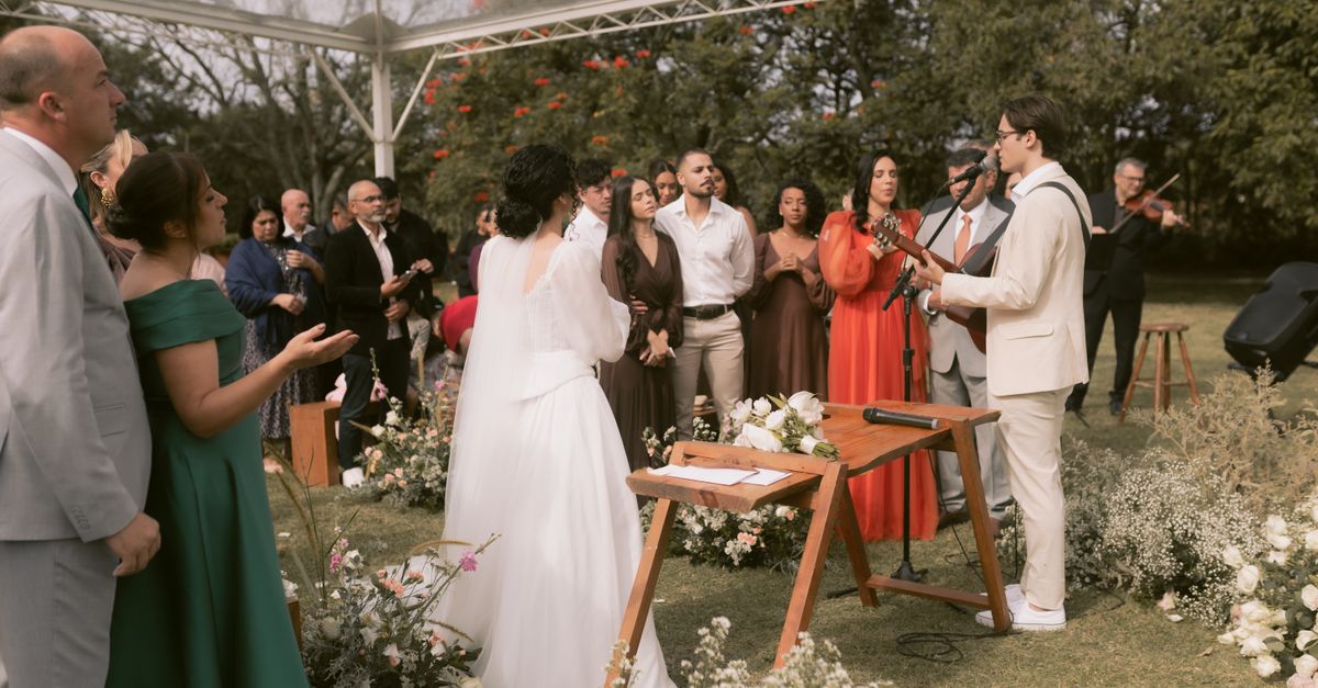 Two families celebrating together at a fusion wedding