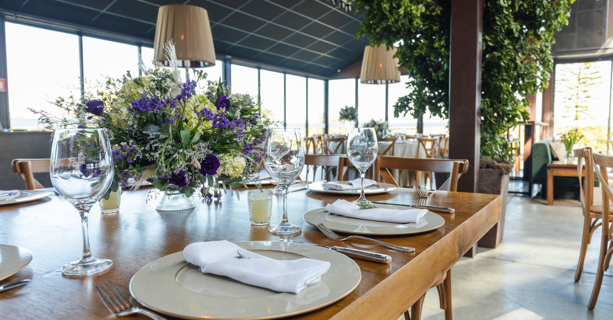 A styled wedding breakfast table set for the seated meal
